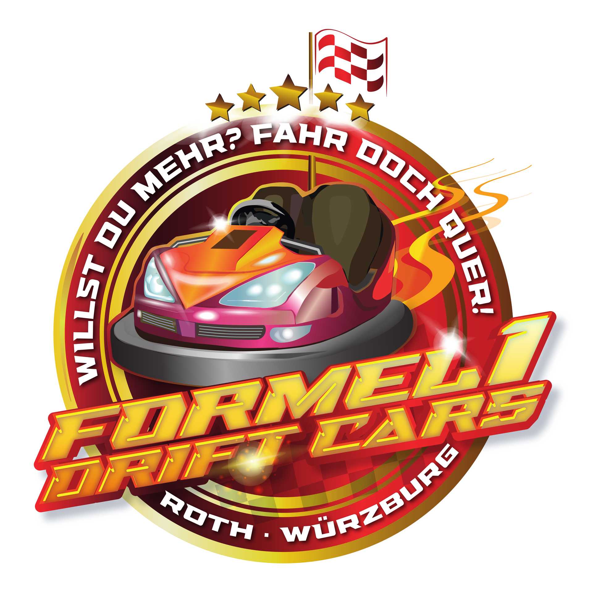 Logo des Schaustellers Roth aus Würzburg mit der Aufschrift: Formel
1 Drift Cars.
